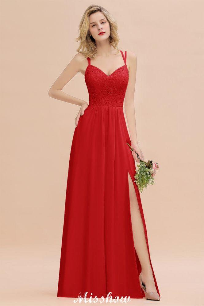 Spaghetti Slim Side Split Bridesmaid Dress Sky Blue V-Neck Wedding Party Dress