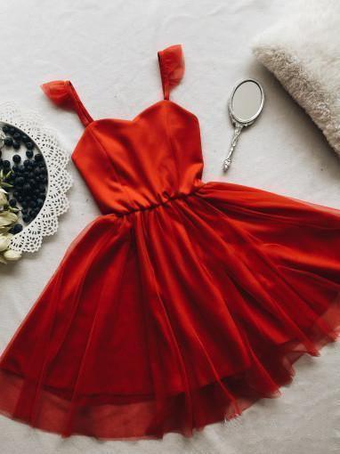 Trägerkleid Rot Kurzes Festkleid Mini-Abschlussballkleid PD305