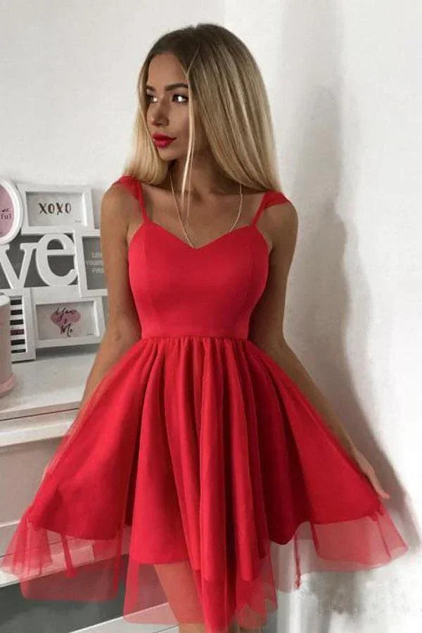 Trägerkleid Rot Kurzes Festkleid Mini-Abschlussballkleid PD305