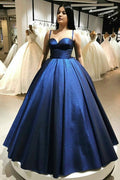 Spaghettiträger Blaues Ballkleid mit herzförmigem Ausschnitt PSK132