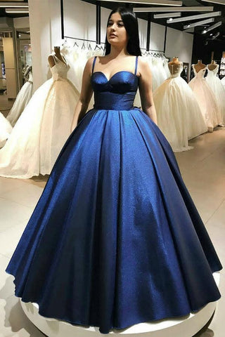 Spaghettiträger Blaues Ballkleid mit herzförmigem Ausschnitt PSK132
