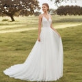 NuméroMer Spaghetti Bretelles Robes de Mariage Boho Encolure en V Sans Dos