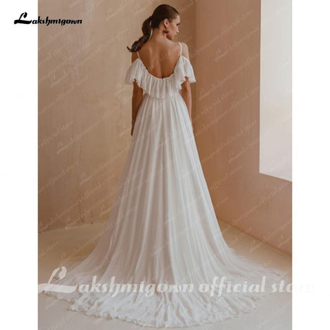 NumberSea Spaghettiträger Brautkleid A-Linie Chiffon Brautkleider