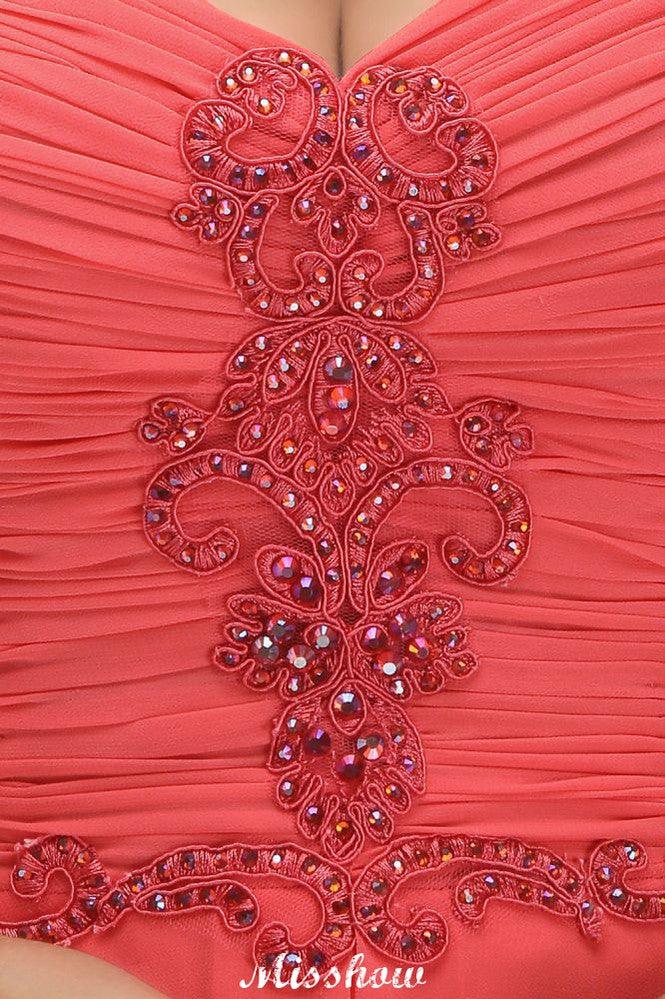 Spaghetti Straps Chiffon Aline Evening Maxi Gown Sleeveless Beading Bridesmaid Dress