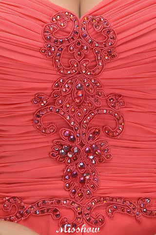 Spaghettiträger Chiffon Aline Abend Maxikleid Ärmellos Perlenbesetzt Brautjungfernkleid