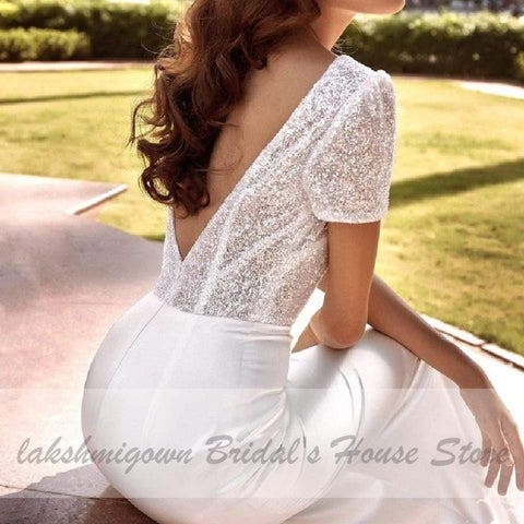 NumberSea – Glitzerndes Brautkleid im Meerjungfrauenstil mit abnehmbarer Schleppe