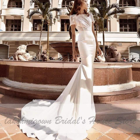 NumberSea – Glitzerndes Brautkleid im Meerjungfrauenstil mit abnehmbarer Schleppe