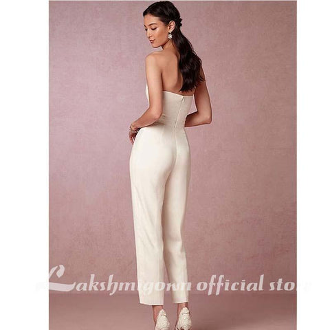NumberSea Stain Braut Jumpsuit Hochzeitskleid Bescheiden