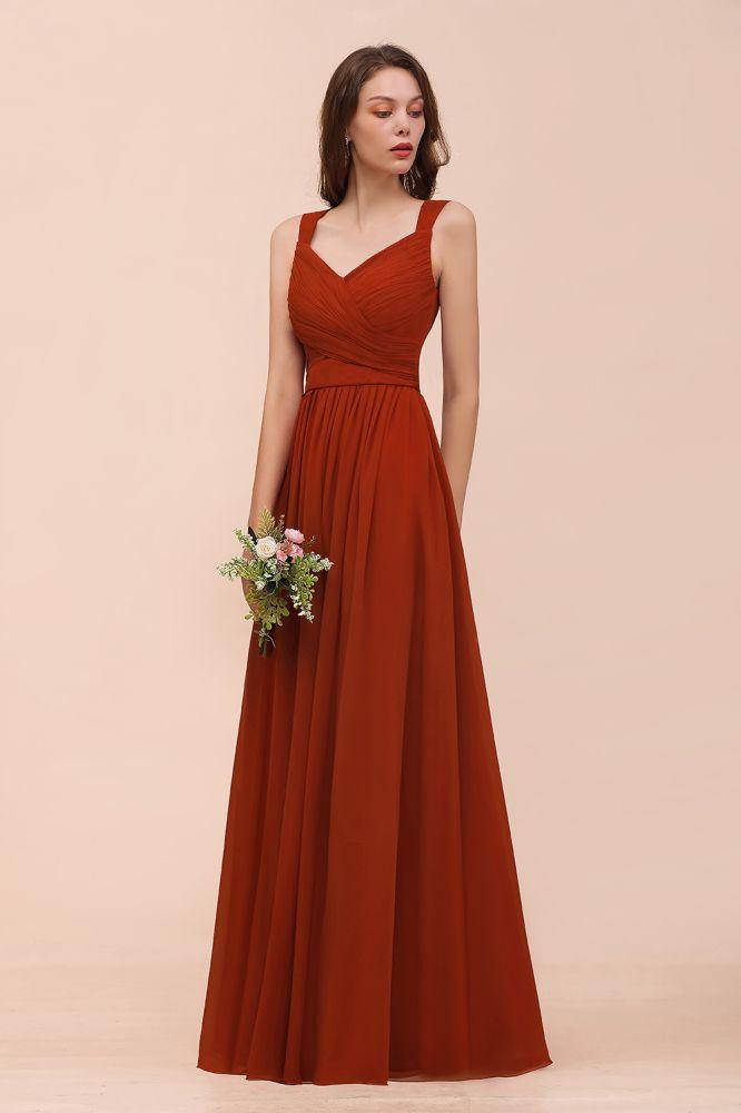 Strap Slim Floor Length Evening Dress for Bride Bridesmaid Dress