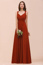 Strap Slim Floor Length Evening Dress for Bride Bridesmaid Dress