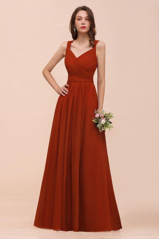 Strap Slim Floor Length Evening Dress for Bride Bridesmaid Dress