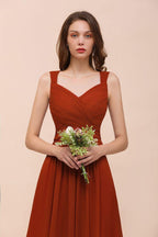 Strap Slim Floor Length Evening Dress for Bride Bridesmaid Dress