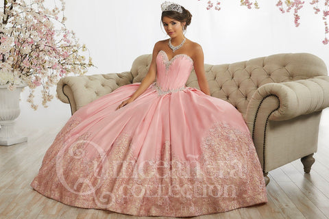 Trägerloses A-Linien-Satin-Quinceanera-Kleid von House of Wu 26874