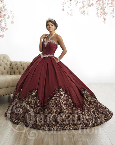 Trägerloses A-Linien-Satin-Quinceanera-Kleid von House of Wu 26874