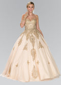 Lace Applique Strapless Ballgown by Elizabeth K GL2379
