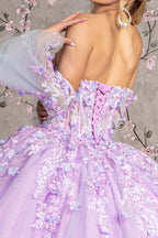 Strapless Bell Sleeve Corset Ball Gown by GLS Gloria GL3470