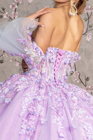 Trägerloses Ballkleid mit Glockenärmeln und Korsett von GLS Gloria GL3470