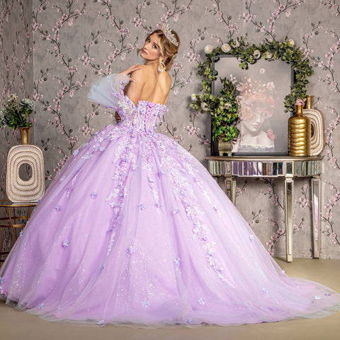 Trägerloses Ballkleid mit Glockenärmeln und Korsett von GLS Gloria GL3470