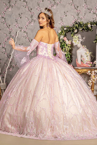 Trägerloses zweifarbiges Ballkleid mit Glockenärmeln von GLS Gloria GL3234