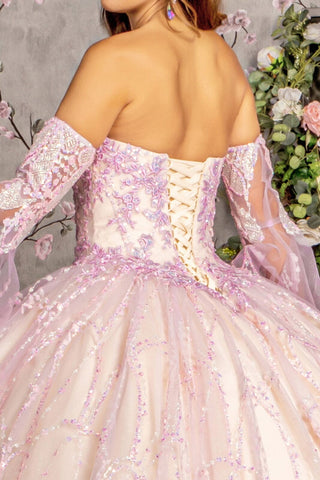 Trägerloses zweifarbiges Ballkleid mit Glockenärmeln von GLS Gloria GL3234
