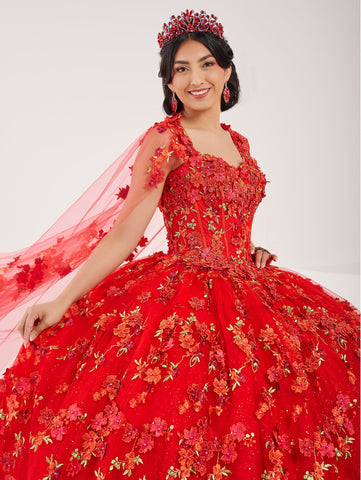 Vestido de festa de 15 anos sem alças com capa da Fiesta Gowns 56494