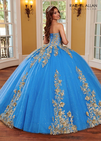 Vestido de quinceanera sem alças com capa de Rachel Allan RQ1111