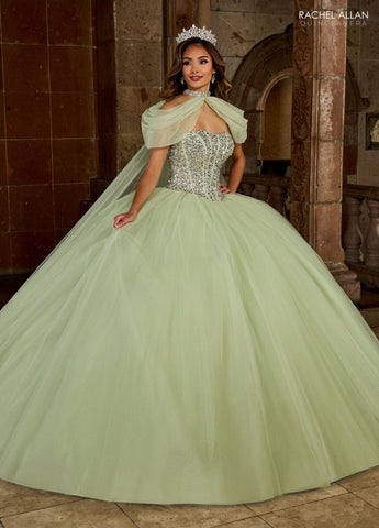 Trägerloses Cape Quinceanera-Kleid von Rachel Allan RQ1130
