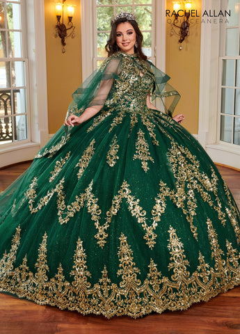 Vestido de festa de quinze anos sem alças com capa de Rachel Allan RQ2170