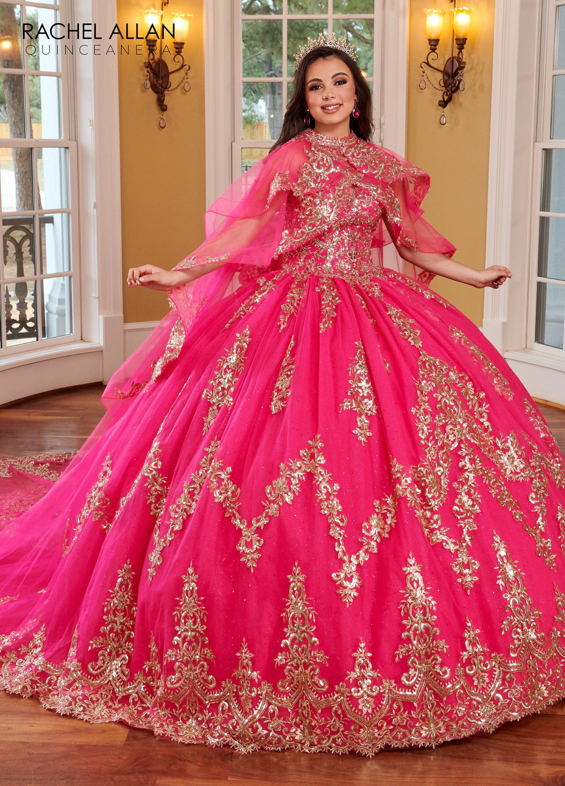 Strapless Cape Quinceanera Dress by Rachel Allan RQ2170