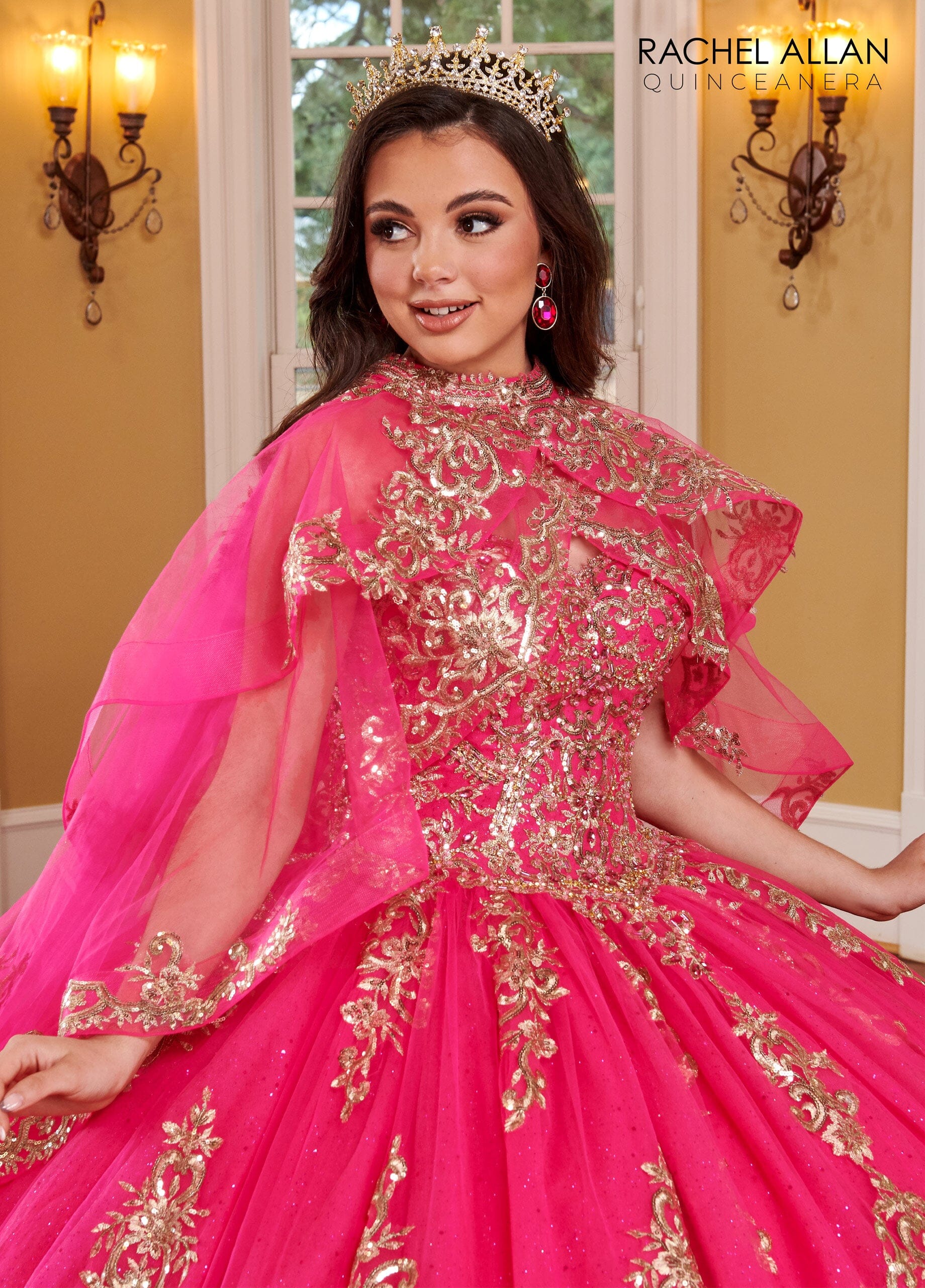 Strapless Cape Quinceanera Dress by Rachel Allan RQ2170