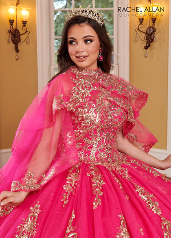 Vestido de festa de quinze anos sem alças com capa de Rachel Allan RQ2170