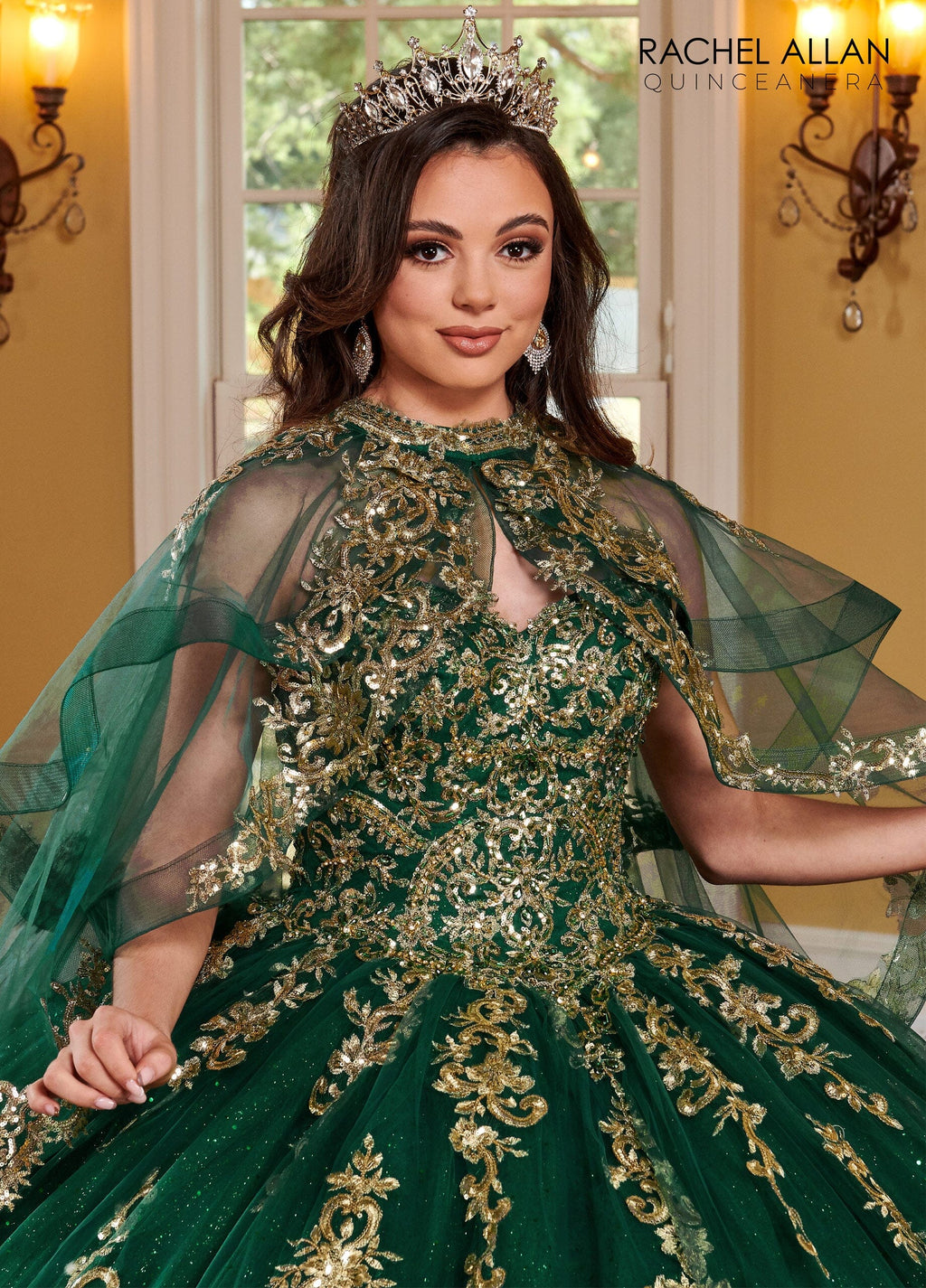 Strapless Cape Quinceanera Dress by Rachel Allan RQ2170