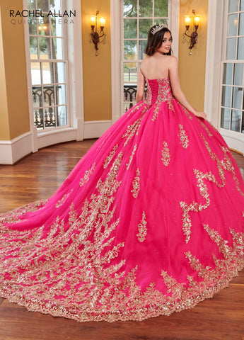 Vestido de festa de quinze anos sem alças com capa de Rachel Allan RQ2170