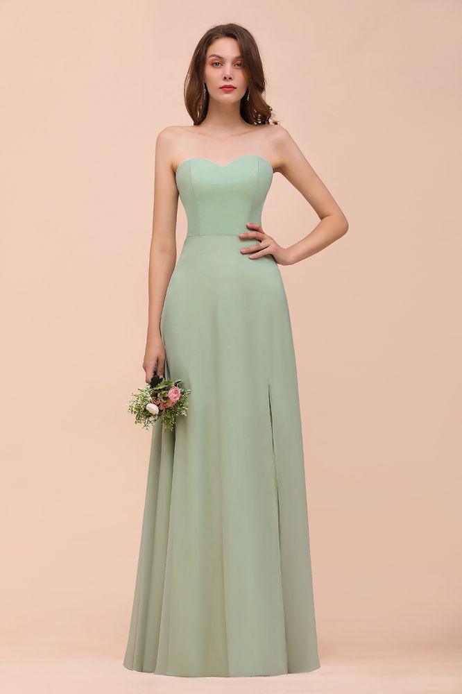 Strapless Chiffon Formal Bridesmaid Dress Elegant Maxi Maid of Honor Dress