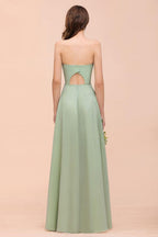 Strapless Chiffon Formal Bridesmaid Dress Elegant Maxi Maid of Honor Dress