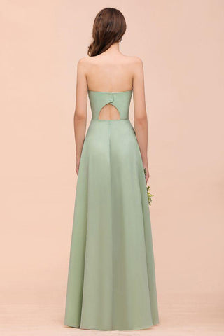 Trägerloses Chiffon-Brautjungfernkleid, elegantes Maxikleid für die Trauzeugin