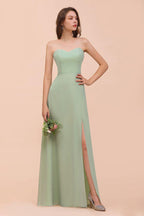 Strapless Chiffon Formal Bridesmaid Dress Elegant Maxi Maid of Honor Dress