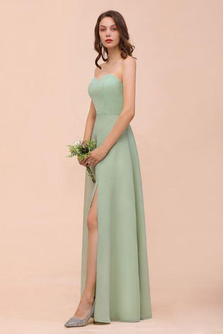 Trägerloses Chiffon-Brautjungfernkleid, elegantes Maxikleid für die Trauzeugin