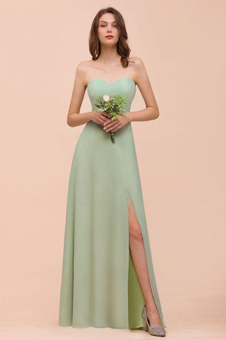 Trägerloses Chiffon-Brautjungfernkleid, elegantes Maxikleid für die Trauzeugin