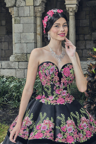 Trägerloses Quinceanera-Kleid mit Blumenstickerei von House of Wu 26952
