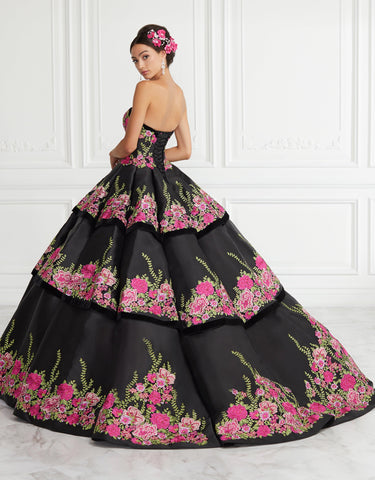 Trägerloses Quinceanera-Kleid mit Blumenstickerei von House of Wu 26952