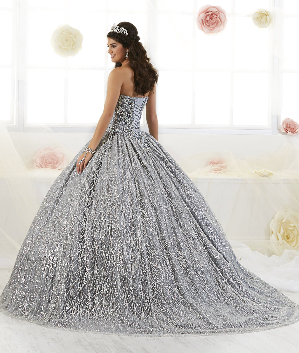 Strapless Glitter Quinceanera Dress by House of Wu 26896