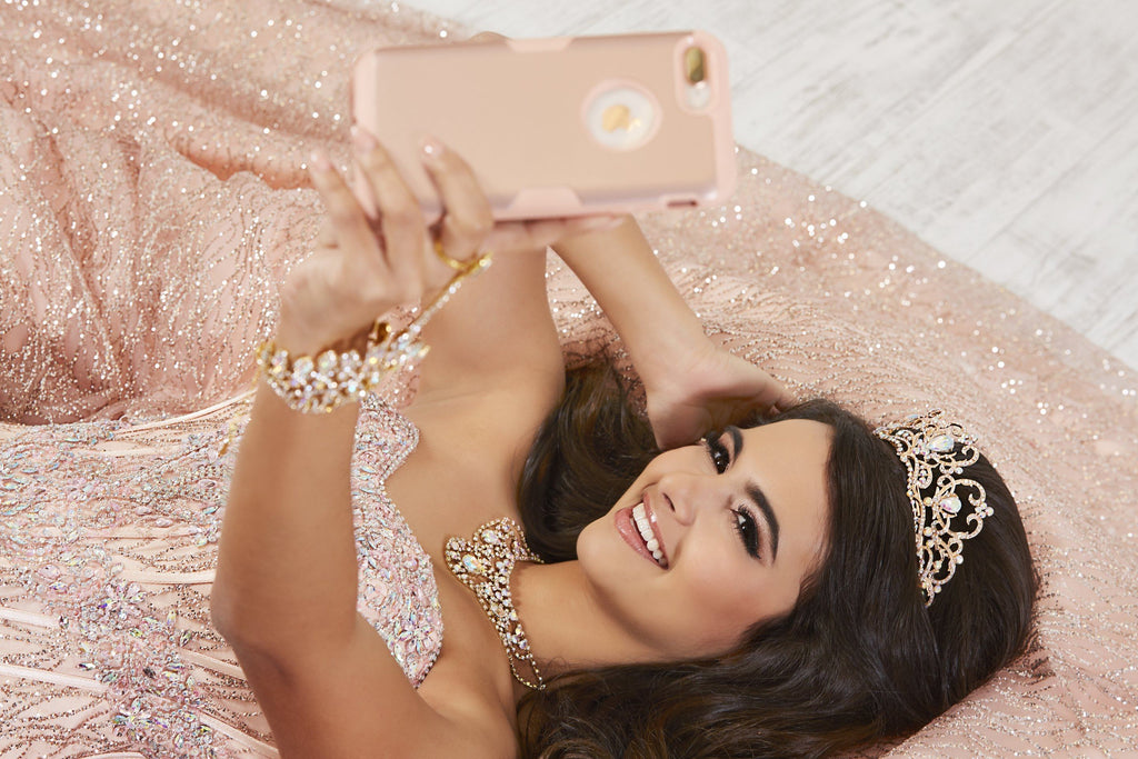 Strapless Glitter Quinceanera Dress by House of Wu 26896