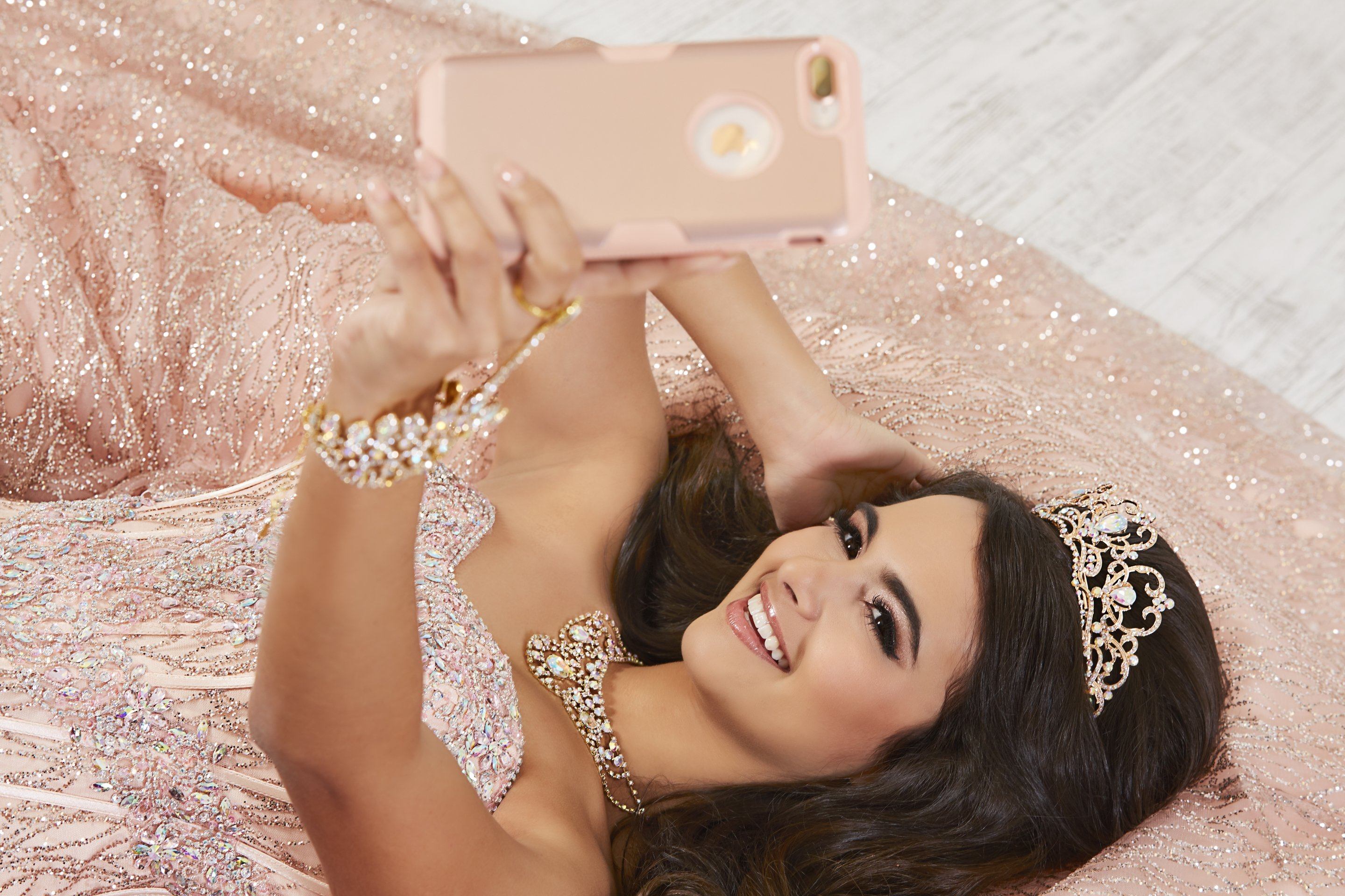 Strapless Glitter Quinceanera Dress by House of Wu 26896