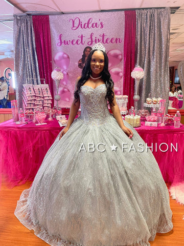 Trägerloses Glitzer-Quinceanera-Kleid von House of Wu 26896