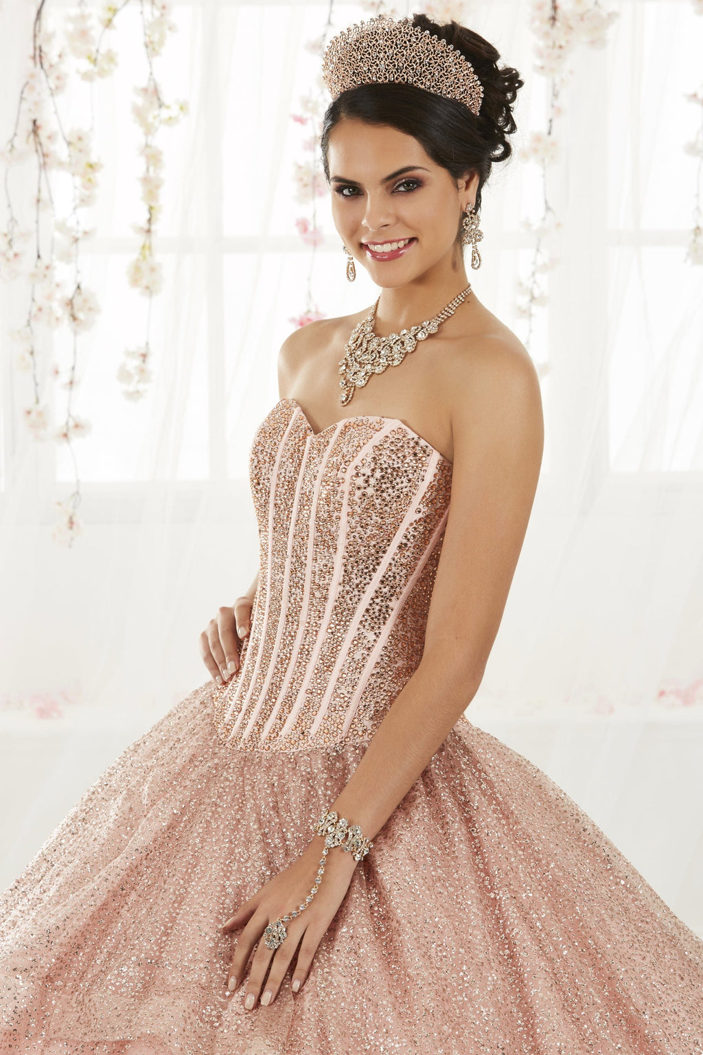 Strapless Glitter Quinceanera Dress by House of Wu 26923