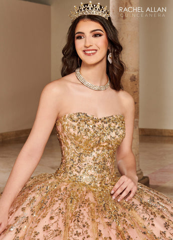 Vestido de quinceanera sem alças e manga comprida, Rachel Allan RQ2176