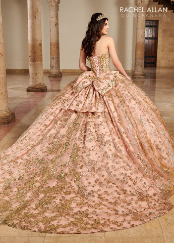 Vestido de quinceanera sem alças e manga comprida, Rachel Allan RQ2176
