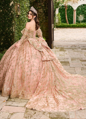 Vestido de quinceanera sem alças e manga comprida, Rachel Allan RQ2176