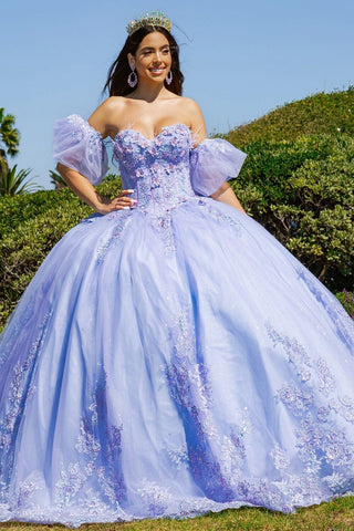 Trägerloses Ballkleid mit Puffärmeln von Cinderella Couture 8115J